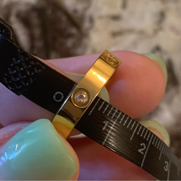 Vintage Gold Plated Ring, Stainless Steel, Approx. Size 7.5 - Picture 4 of 6